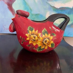 Maxcera Red Sunflower Gravy Boat